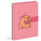 Keményfedeles notesz, 13x19cm, 120 lapos, mágneses záródással, MFP, rózsaszín, kapibara
