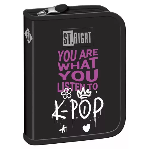 K-POP tolltartó, klapnis, üres, St.Right, fekete, You are what you listen to