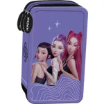 K-POP Démonvadászok tolltartó, 3 emeletes, töltött, ibolya