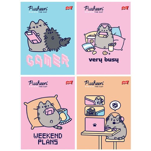 Pusheen cicás tűzött füzet A/5, kockás, 32 lap