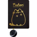 Pusheen cicás napló plüss borítóval, A/5, 96 lapos, vonalas, fekete, Pusheen Gold