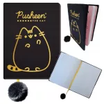 Pusheen cicás napló plüss borítóval, A/5, 96 lapos, vonalas, fekete, Pusheen Gold