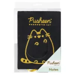 Pusheen cicás napló plüss borítóval, A/5, 96 lapos, vonalas, fekete, Pusheen Gold