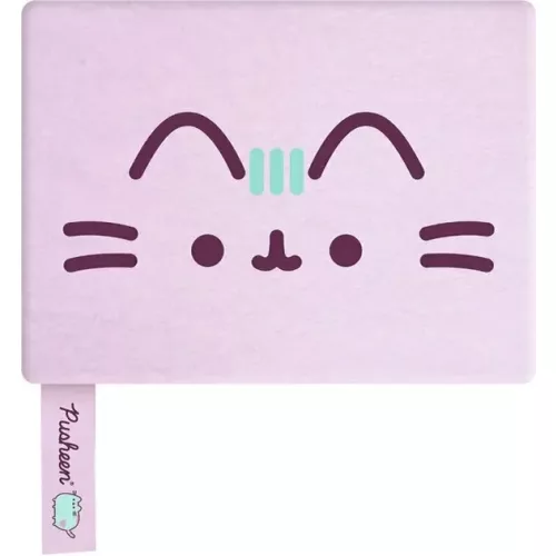 Pusheen cicás napló plüss borítóval, A/5 fekvő, 96 lapos, vonalas, 70g papír, lila