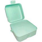 Pusheen cicás uzsonnás doboz, 14x14x8cm, zöld-rózsaszín