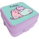 Pusheen cicás uzsonnás doboz, 14x14x8cm, lila-zöld