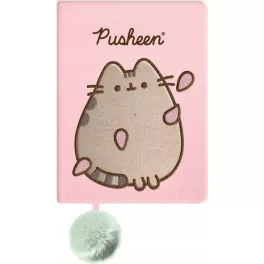   Pusheen cicás napló plüss borítóval, A/5, 96 lapos, vonalas, 70g papír, rózsaszín