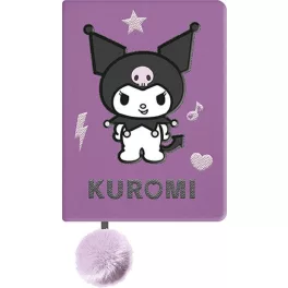   Kuromi napló plüss borítóval, A/5, 96 lapos, vonalas, 70g papír, lila