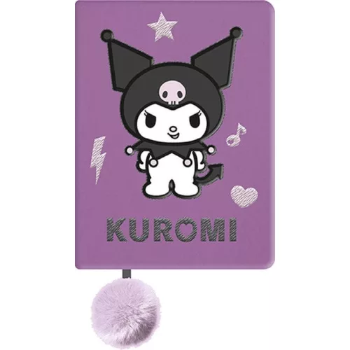 Kuromi napló plüss borítóval, A/5, 96 lapos, vonalas, 70g papír, lila