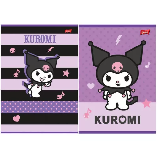 Kuromi tűzött füzet A/4, 32 lap kockás, kétféle