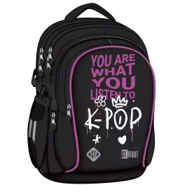   K-POP hátizsák, iskolatáska, 43x32x21cm, 880g, 23l, St.Right, fekete