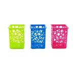 Asztali tároló kosár, műanyag, 7,6x7,6x10 cm, szögletes, 3 féle szín