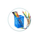 Asztali tároló kosár, műanyag, 7,6x7,6x10 cm, szögletes, 3 féle szín