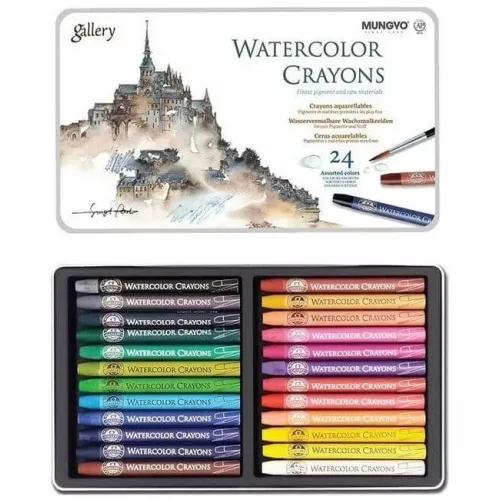 Akvarellkréta 24 db-os szett fémdobozban, Mungyo Gallery Watercolor Crayons MAC-24T