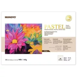   Pasztellpapír tömb, vázlatfüzet A/4, 30 lap/tömb, 160g, fehér, Mungyo MPPP-A4W