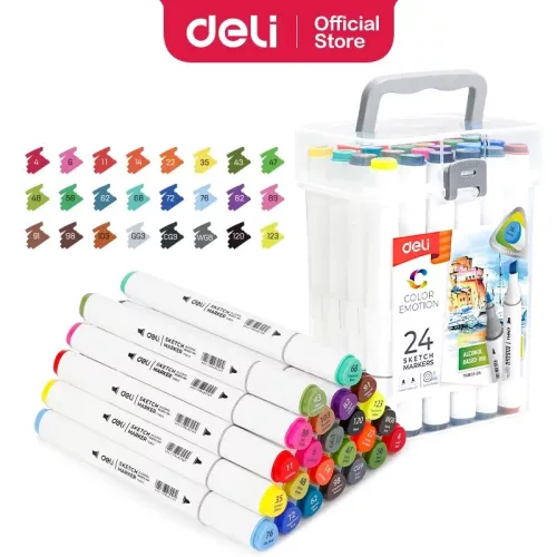 Sketch markerkészlet kétvégű, 24 darabos, Deli
