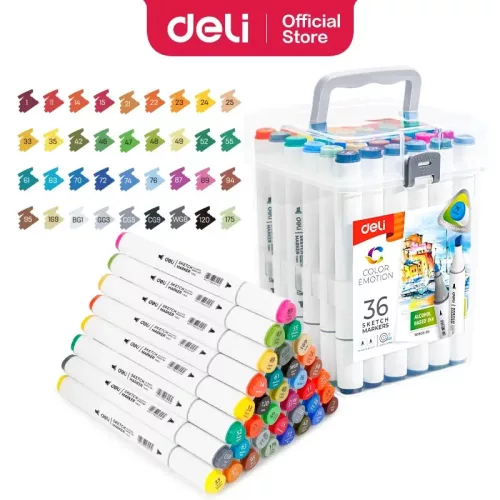 Sketch markerkészlet kétvégű, 36 darabos, Deli