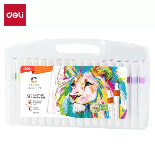 Akril filctoll készlet 36 db-os, háromszögletű, Deli