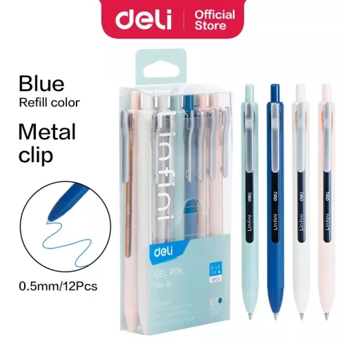 Zseléstoll, nyomógombos, 0,5mm, kék tinta, többféle tolltest, Linfini, Deli