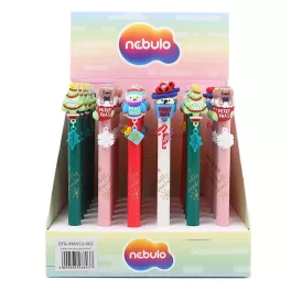   Golyóstoll, kék, karácsonyi mintás, Nebulo, Merry Xmas, lógó dísszel, többféle változat