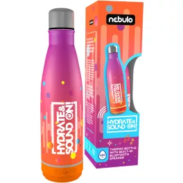   Nebulo thermo kulacs, fém, 460ml, beépített BLUETOOTH hangszóróval, rózsa-narancs