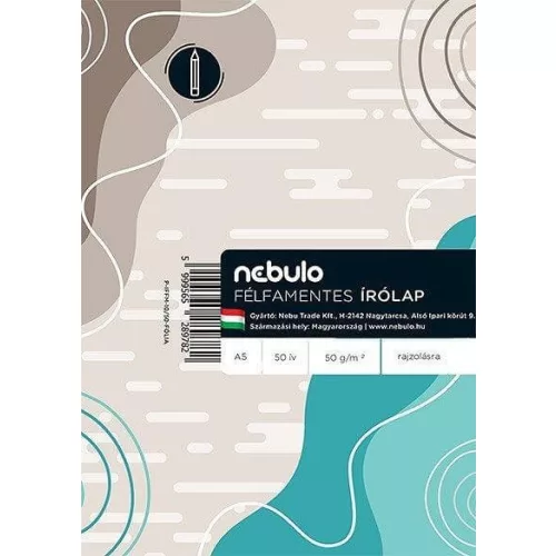 Írólap, A/5, félfamentes, 50 lap/csomag, 50g, Nebulo