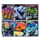 Vegyes mintás tűzött füzet A/4, 40 lap sima, prémium, Graffiti minták, Nebulo