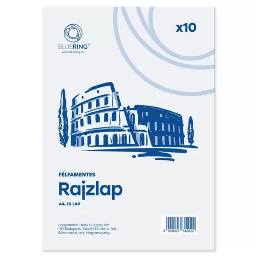 Rajzlap A/4, félfamentes, 120g, 10 lap/cs, Bluering