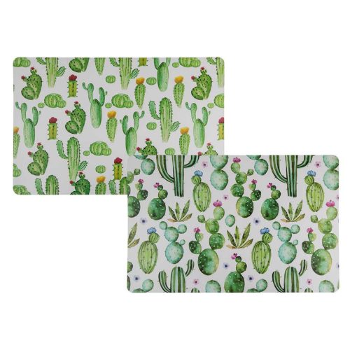 Kaktusz mintás tányéralátét, műanyag, 43x28cm, 2 féle változat