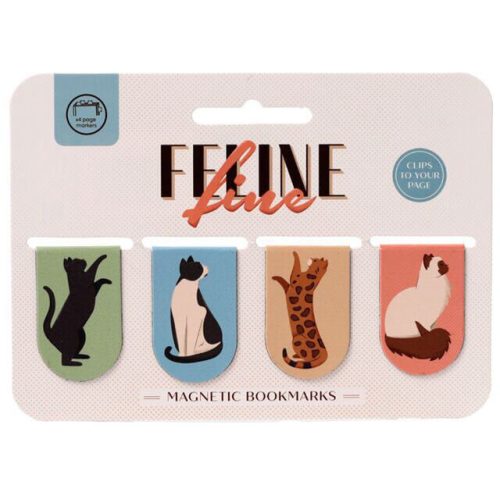 Cicás mágneses könyvjelző, 4 db/csomag, Feline Fine Macskafalka