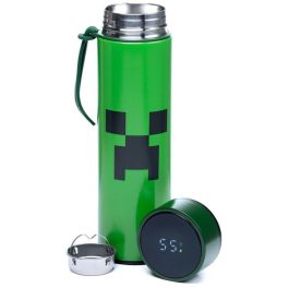   Minecraft mintás rozsdamentes acél thermo palack, digitális hőmérővel, 450 ml, Minecraft Creeper