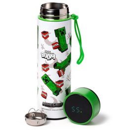   Minecraft mintás rozsdamentes acél thermo palack, digitális hőmérővel, 450 ml, Minecraft Creeper & TNT