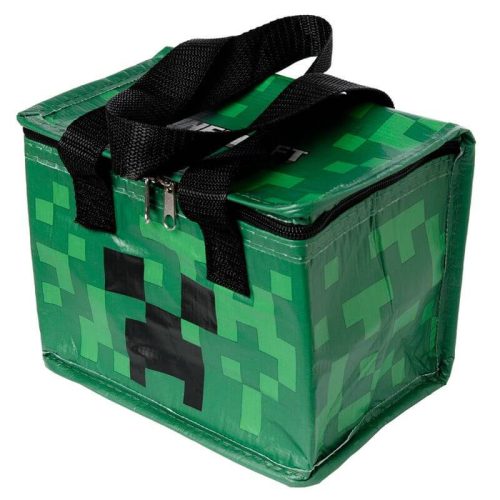 Minecraft mintás uzsonnás táska, hűtőtáska, 20x17x13cm, Minecraft Creeper, zöld