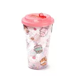 Pusheen cicás pohár szívószálas tetővel, 500 ml, Pusheen és az italok