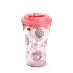 Pusheen cicás pohár szívószálas tetővel, 500 ml, Pusheen és az italok