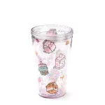 Pusheen cicás pohár szívószálas tetővel, 500 ml, Pusheen és az italok