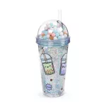 Bubble Tea pohár pomponos tetővel és szívószállal, 500ml, Foodiemals
