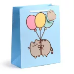 Pusheen cicás ajándéktáska, 33x26x12cm, nagy, macska lufikkal