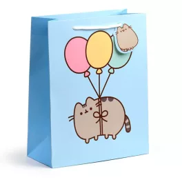   Pusheen cicás ajándéktáska, 33x26x12cm, nagy, macska lufikkal