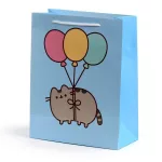 Pusheen cicás ajándéktáska, 33x26x12cm, nagy, macska lufikkal