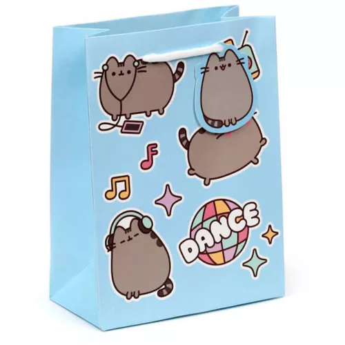 Pusheen cicás ajándéktáska, 23x17x9cm, közepes, Dance, kék