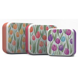Tulipán mintás uzsonnás doboz szett, 3 db/szett