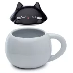 Cicás bögre fedéllel, kerámia, 450ml, Feline Fine Macska
