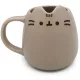 Pusheen cicás bögre, kerámia, szürke, Pusheen macska formájú