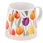 Tulipán mintás bögre, kerámia, 9x13cm, 420ml