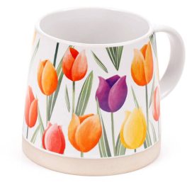 Tulipán mintás bögre, kerámia, 9x13cm, 420ml