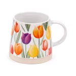 Tulipán mintás bögre, kerámia, 9x13cm, 420ml
