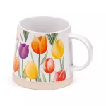 Tulipán mintás bögre, kerámia, 9x13cm, 420ml
