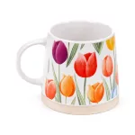 Tulipán mintás bögre, kerámia, 9x13cm, 420ml