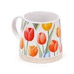 Tulipán mintás bögre, kerámia, 9x13cm, 420ml